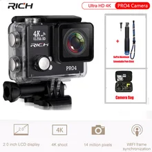 Ultra HD 4K Action Camera Wifi 1080P 170 Wide Lens Waterproof 45M Sport Camera Aluminum Extendable