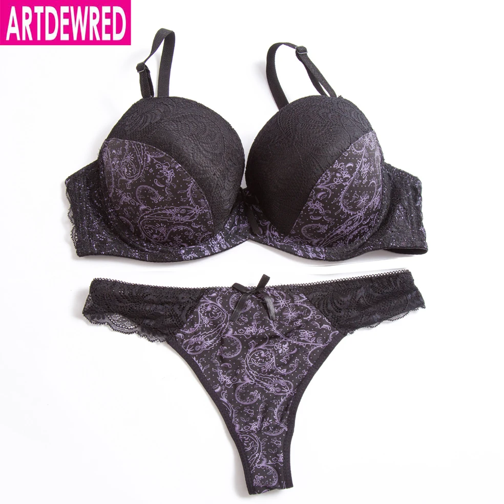 black lace underwear set Original authentic high grade push up bra thong sets bras for women underwear bra set lace sexy lingerie panty female underwear bra and knicker sets cheap