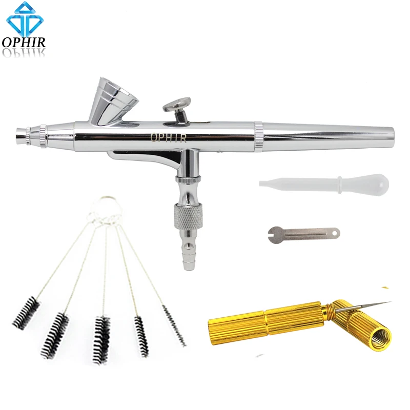  OPHIR 0.2mm Dual Action Airbrush Set Air Brush Spray Paint with Cleaning Kit for Model Hobby Nail A