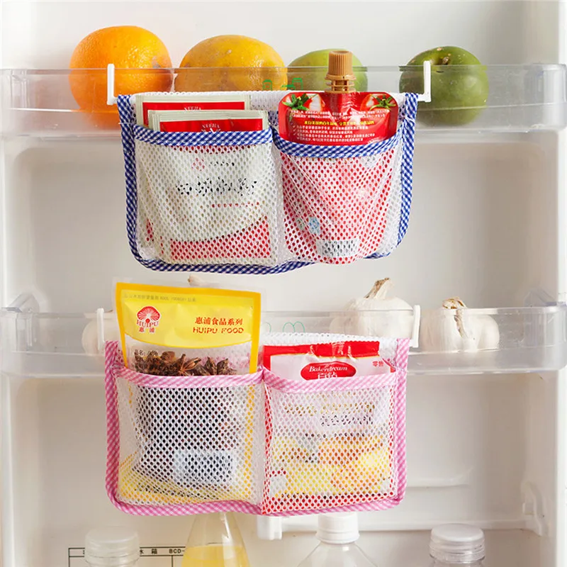 Новая кухонная сумка для хранения на холодильник, органайзер для еды, сетчатые кухонные органайзеры, кухонные аксессуары
