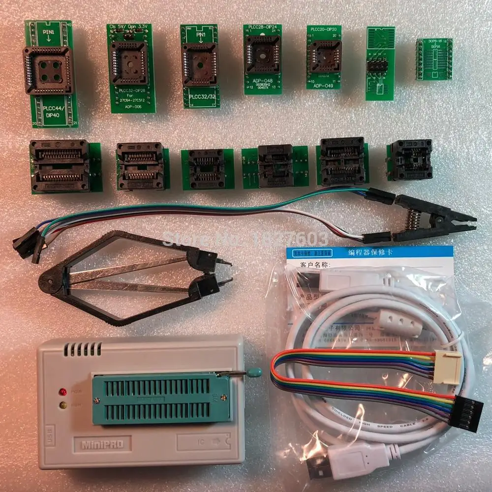  V9.00 XGecu TL866II Plus USB programador support15000 IC + 13 Uds Adaptador + SOP8 Testclip SPI NAN
