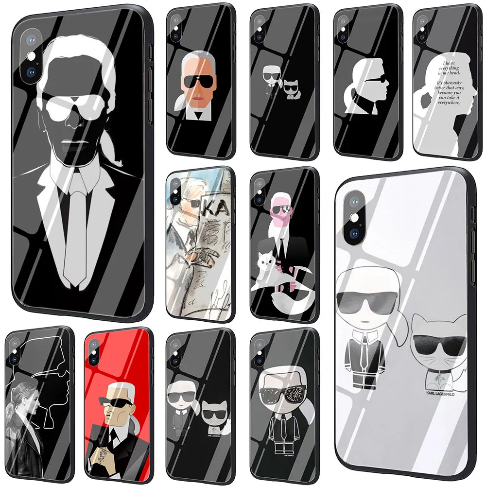 

Karl Lagerfeld Tempered Glass Phone Cover Case for iPhone 11 Pro 6 6S Plus 7 8 Plus X XS XR XS Max
