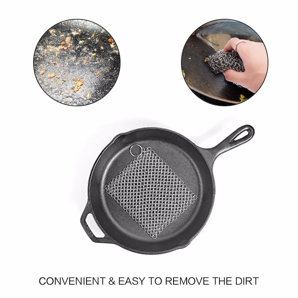 Stainless Steel Chainsmail Cleaner Kitchen Cookware Cleaning Tool for Cast Iron Pan  (5)