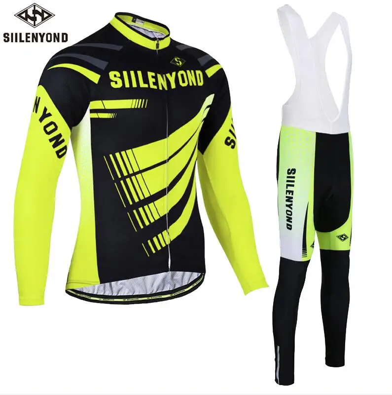 CBJ-BT-S0902 SIILENYOND Зимняя Теплая Флисовая велосипедная одежда с длинным рукавом, комплекты с нагрудниками, одежда для велосипеда MTB, комплект Джерси, Майо, Ropa Ciclismo - Цвет: CBJ-BT-S0902