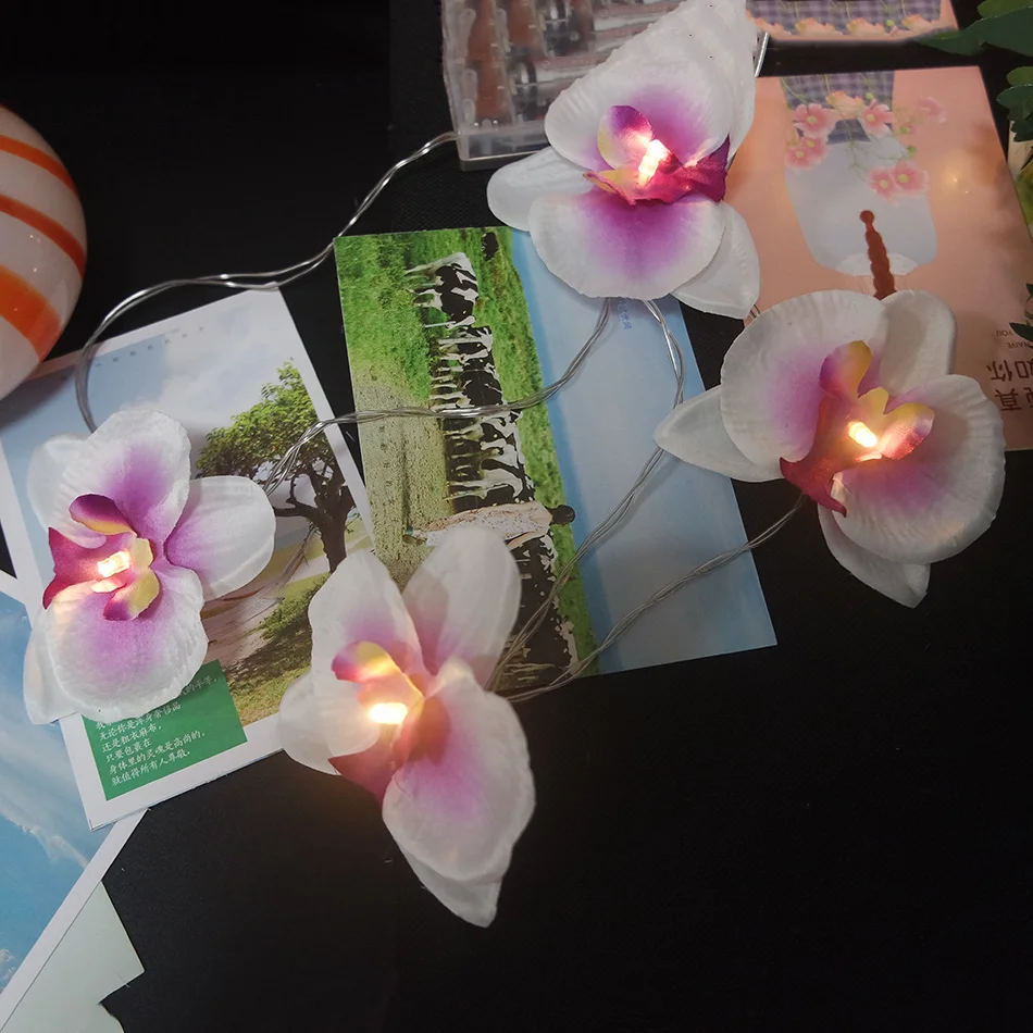 Ручной Работы Цветочная Гирлянда со светодиодной подсветкой Питание от батареи AA, цепочка цветов 4 м 20 светодиодов, свадебные цветочные