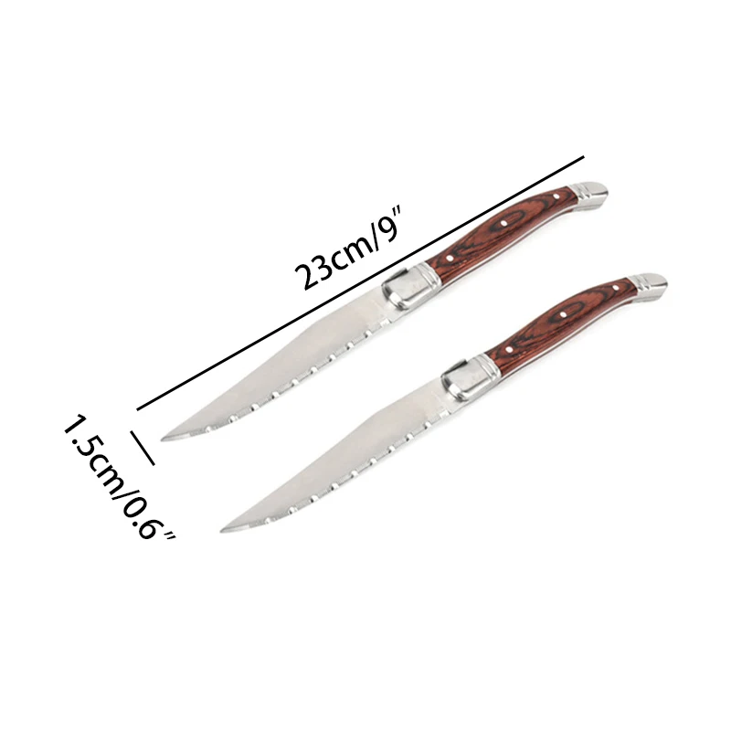 9 дюймов Стиль Laguiole деревянные ножи для стейка из нержавеющей стали японские столовые приборы ножи для стейка столовый нож с деревянной ручкой столовый нож