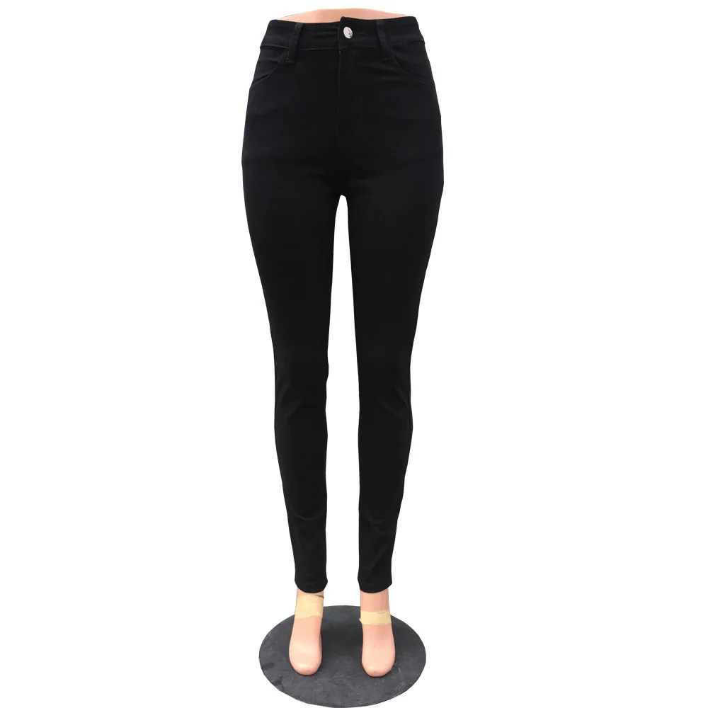 Новые одноцветные потертые обтягивающие джинсы женские черные джинсы с высокой талией обтягивающие штаны-карандаш стрейч из денима длинные корректирующие женские джинсы с эффектом пуш-ап