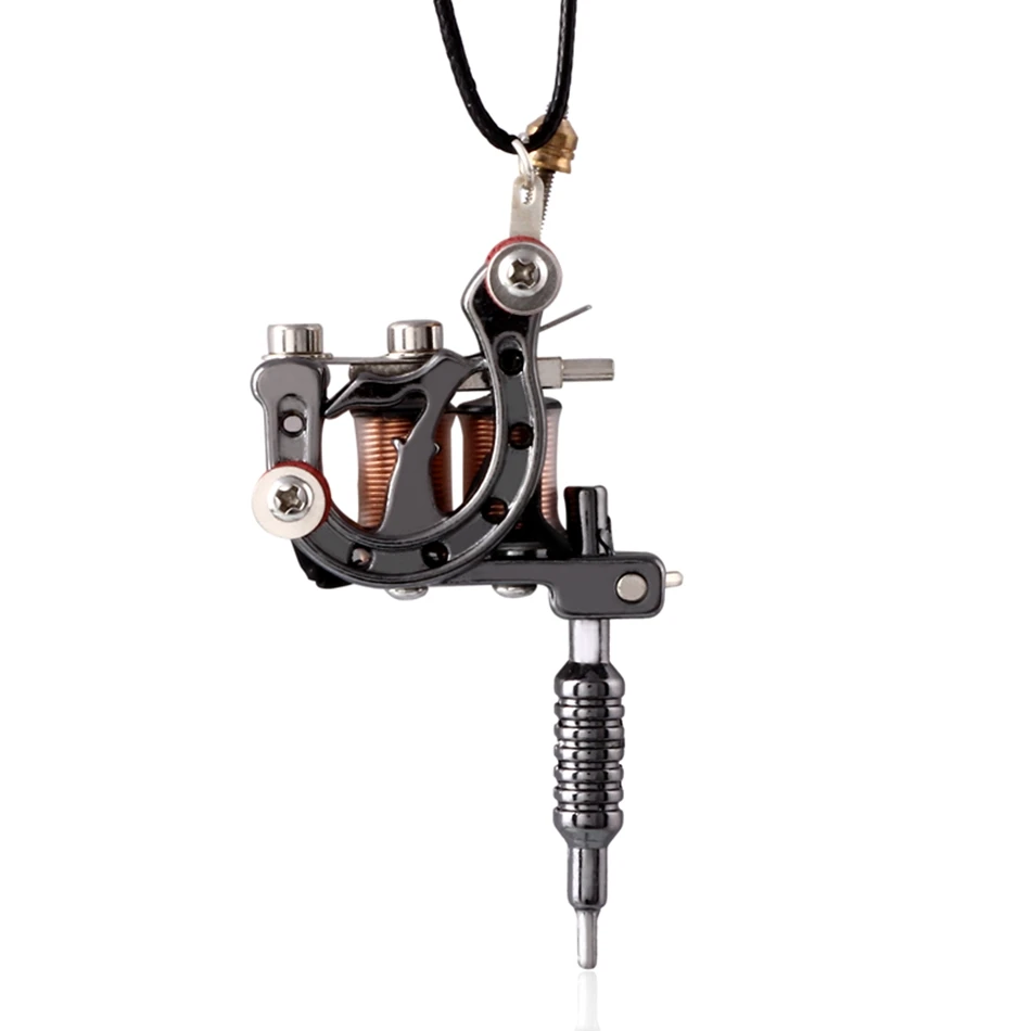 SWANJO 1 шт. мини-тату-машина подвеска серебряная удача семь ожерелье с кулоном в форме машины Татуировка Машина подвеска брелок ожерелье в стиле панк - Окраска металла: black 7 Necklace