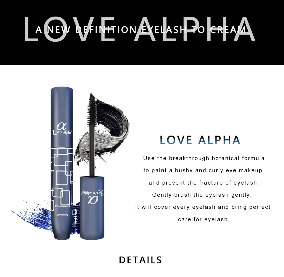 LOVE ALPHA Mascara Eyelashes Natural & Curling Black Thick Waterproof Magic Mascara Extended 3D Fiber Eyelashes Eyes Makeup (2)