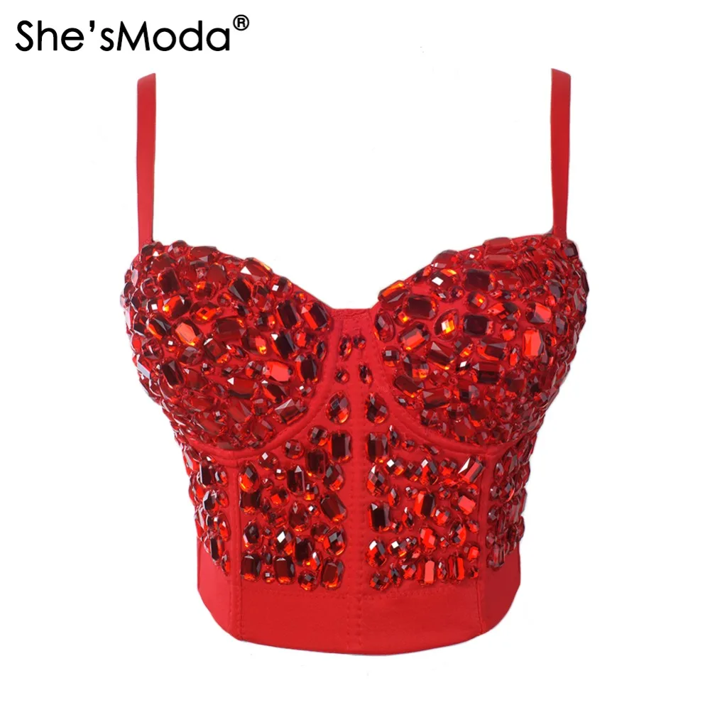 She'sModa Red Rinestone Hand-made Pearls Bralet Corselets Women's Bustier Bra Cropped Top Wedding Bralette Vest Plus Size She'sModa Red Rinestone Hand-made Pearls Bralet Corselets Women's Bustier Bra Cropped Top Wedding Bralette Vest Plus Size