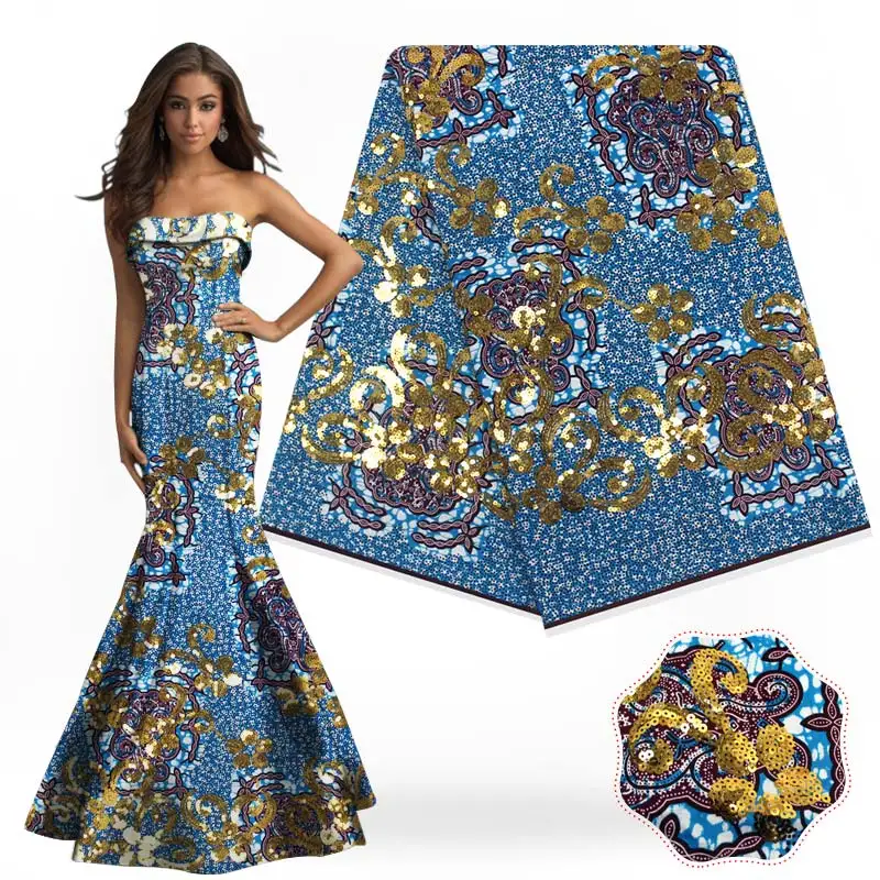 

Rigorous Geometric spherical pattern ankara fabric with gold sequins Free Shipping and good quality African wax Fabric H181216