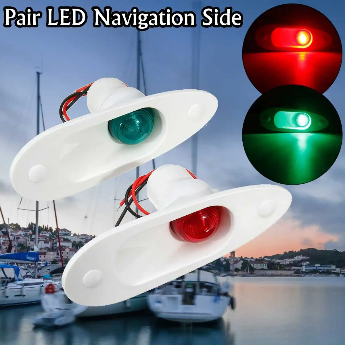 

1Pair 12V LED Navigation Light Stainless Steel Waterproof Bow Indicator Spot Marine Boat Yacht Warning Light Accessories Green