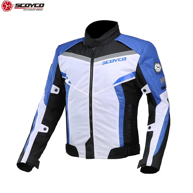 SCOYCO Мужская мотоциклетная куртка брюки мотоциклетные костюмы ветрозащитная мотоциклетная куртка для внедорожников летний съемный протектор - Цвет: JK92 blue