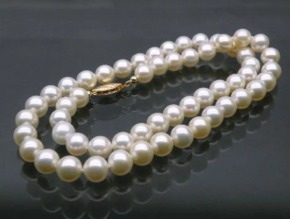 

AAA 7 MM white AKOYA NATURAL PEARL NECKLACE 18" 14K CLASP