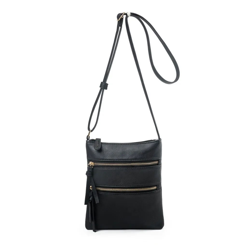 Женская функциональная многофункциональная сумка через плечо с карманами, сумка через плечо из искусственной кожи на молнии для девочек, простая сумка с клапаном