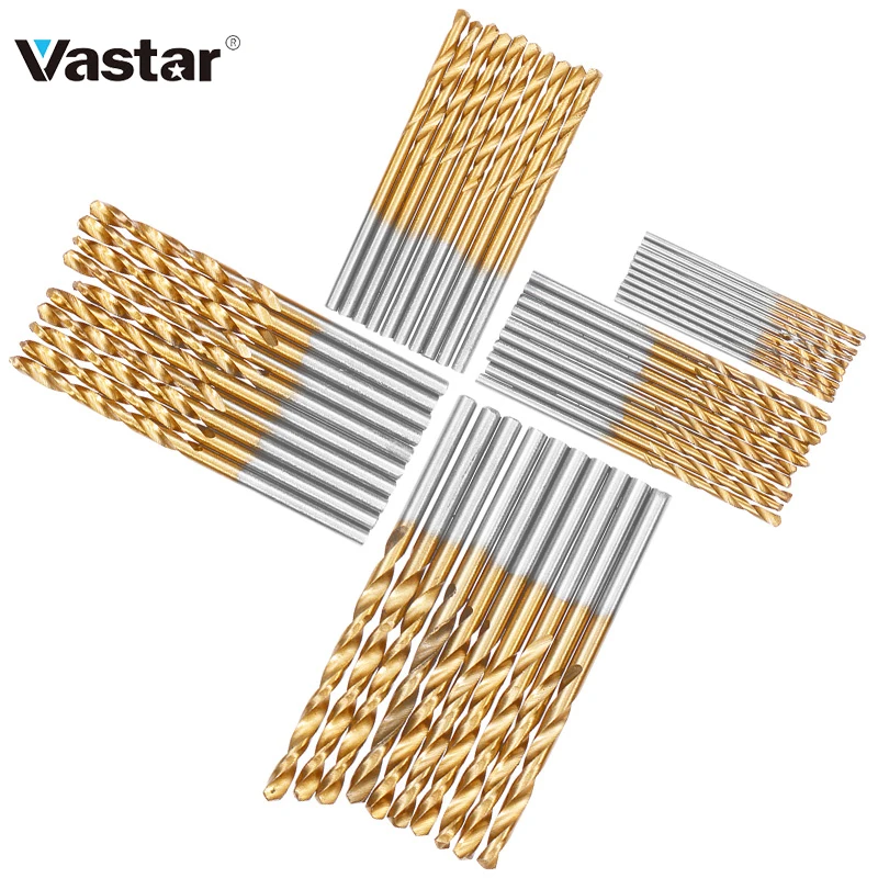 

Vastar HSS Titanium Coated Drill Bits High Speed Steel Drill Bit Set High Quality Power Drilling Tools for Wood 1/1.5/2/2.5/3mm