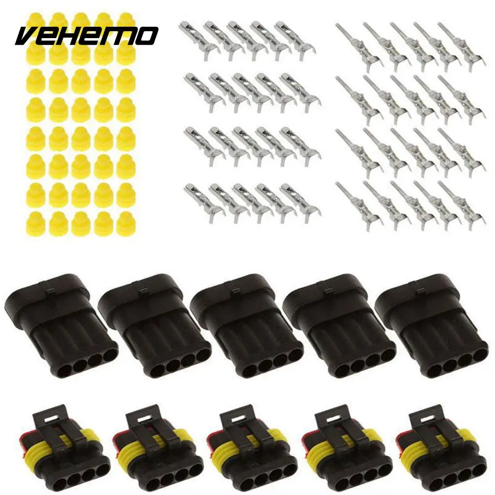 Vehemo ABS Male Female Waterproof HID Plug Socket HID Connector Car