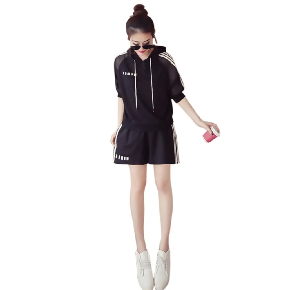 

Korean Version Hooded Pullover With Shorts Casual Female Suit Women Clothing Set