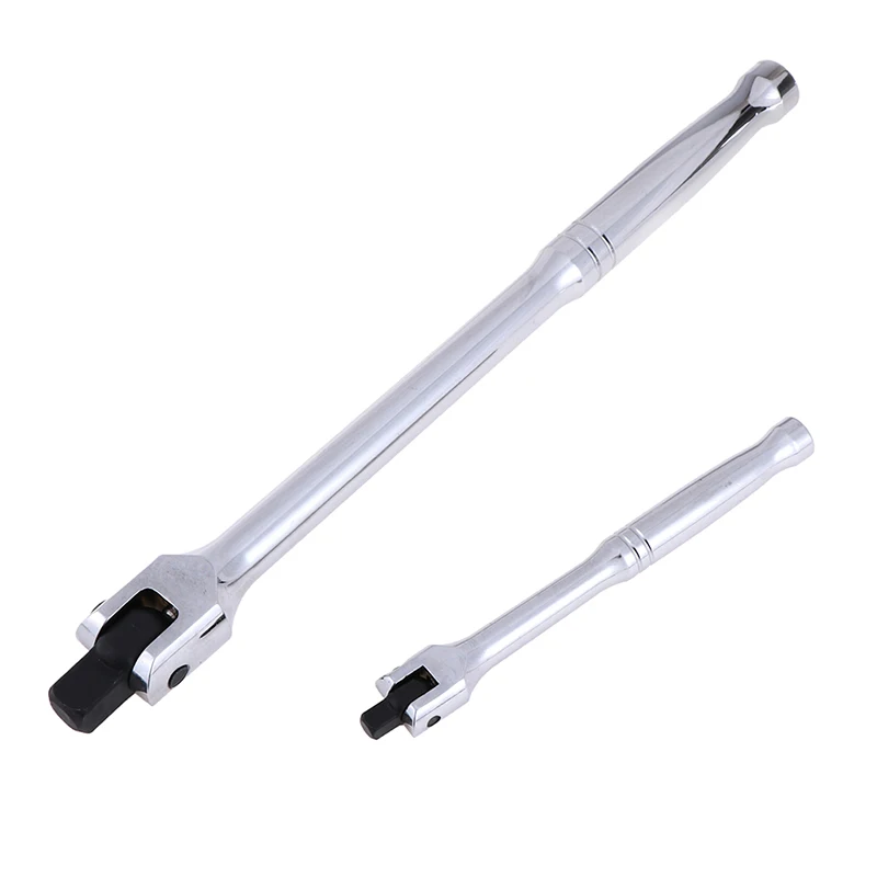 Hot 1pc 1/4" 3/8" CR-V Breaker Bar Socket Drive 6-8Inch Handle 180 Degree Flex Head Socket Wrench Bar Hand Tool