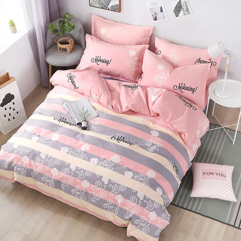

American Style Bedding Set AB Side Bed Set Super King Size Bed Linens Pink Duvet Cover Set Heart Home Bedding Women Bedclothes