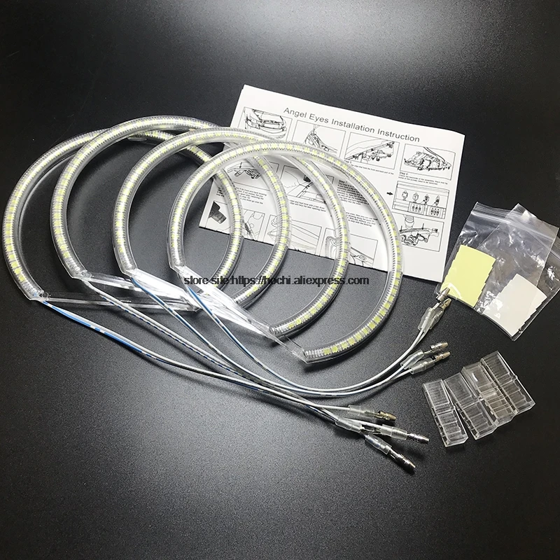 Cena HochiTech dla BMW E36 E38 E39 E46 żarówka jak ultra jasny SMD biały LED anioł oczy 2600LM 12V zestaw pierścieni świetlnych lampa do jazdy dziennej 131mmx4