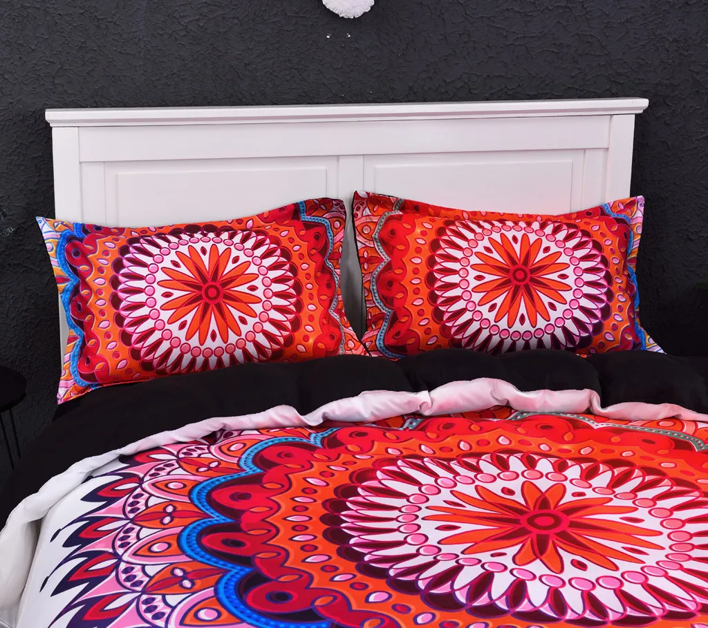

ISHOWTIENDA 3PCS Bedding Sheet Set Fashion 3d Digital Printing Bedding Set Digital Printing Lining Double-Layer Duvet Suit