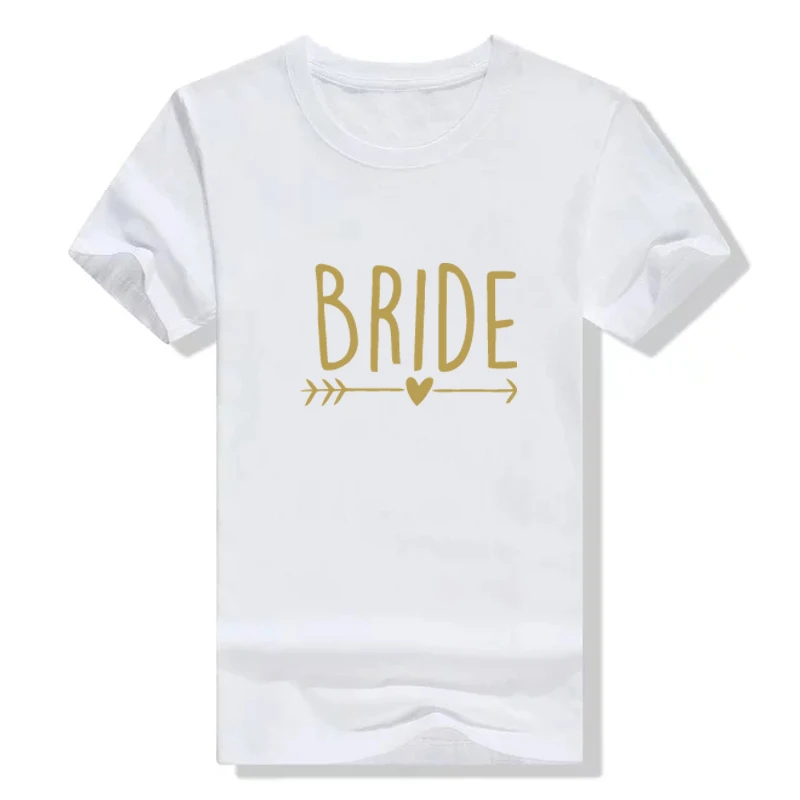 

Bachelorette Bride Party Unisex Shirt Bride Squad Arrow Heart T-Shirt Feminine Slogan Women White Tops Girl Tees Couple Kawaii
