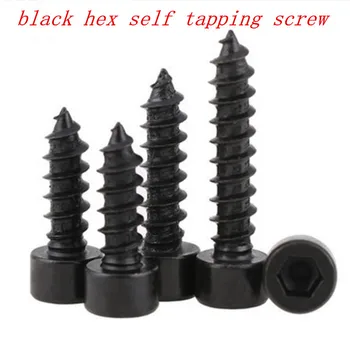 

50pcs/lot DIN912 m2 m2.6 m3 m3.5 m4 black hex socket cap self tapping screw