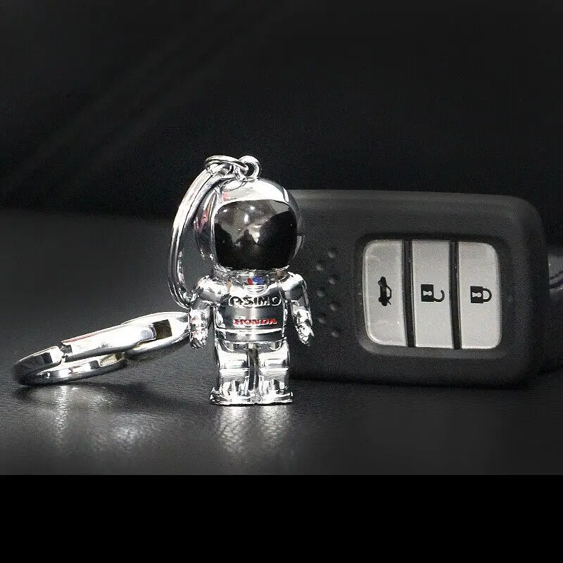 Man male king chain Asimo robot car keys pandent Asimo robot key ring Doll decoration Silver car styling accessary