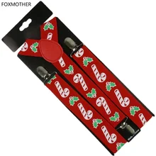 FOXMOTHER 3,5 см широкий красный Y Форма клип на регулируемый Рождество подтяжки мужские подтяжки Suspensorio эластичные Tirantes фестиваль