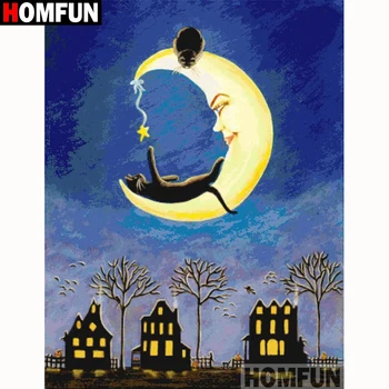 

HOMFUN Full Square/Round Drill 5D DIY Diamond Painting "Cartoon moon cat" Embroidery Cross Stitch 5D Home Decor Gift A18184