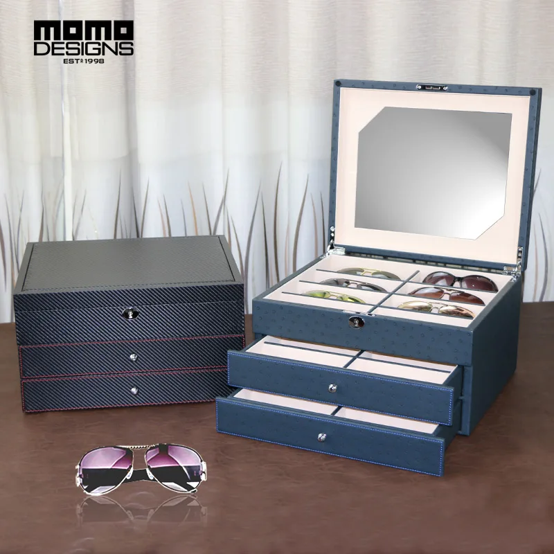 Роскошная коробка для очков 24 солнцезащитные очки коробки для хранения для очков Органайзер витрины для ювелирных украшений высококачественная искусственная кожа