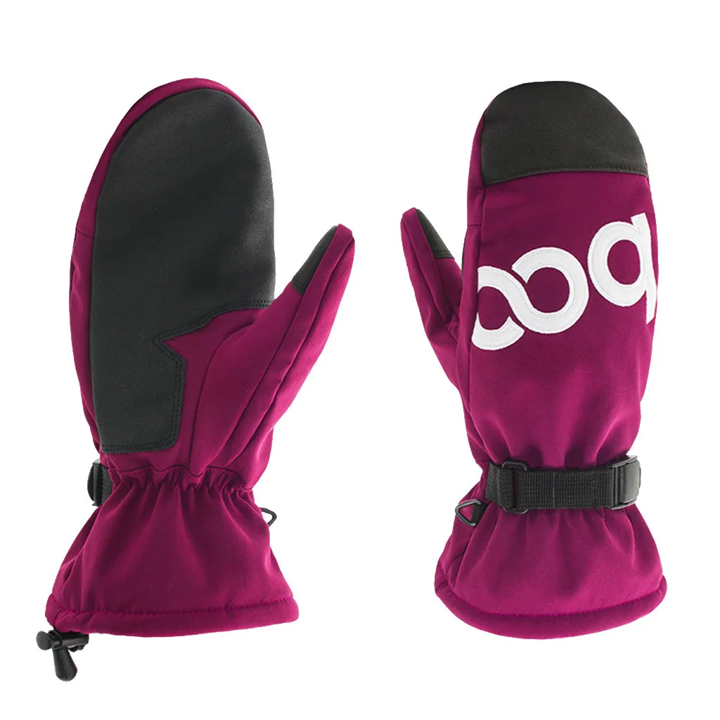 Лыжные варежки, зимние теплые мужские перчатки для сноуборда, ветрозащитные водонепроницаемые спортивные теплые Сохраняющие форму перчатки# g5 - Цвет: Hot Pink