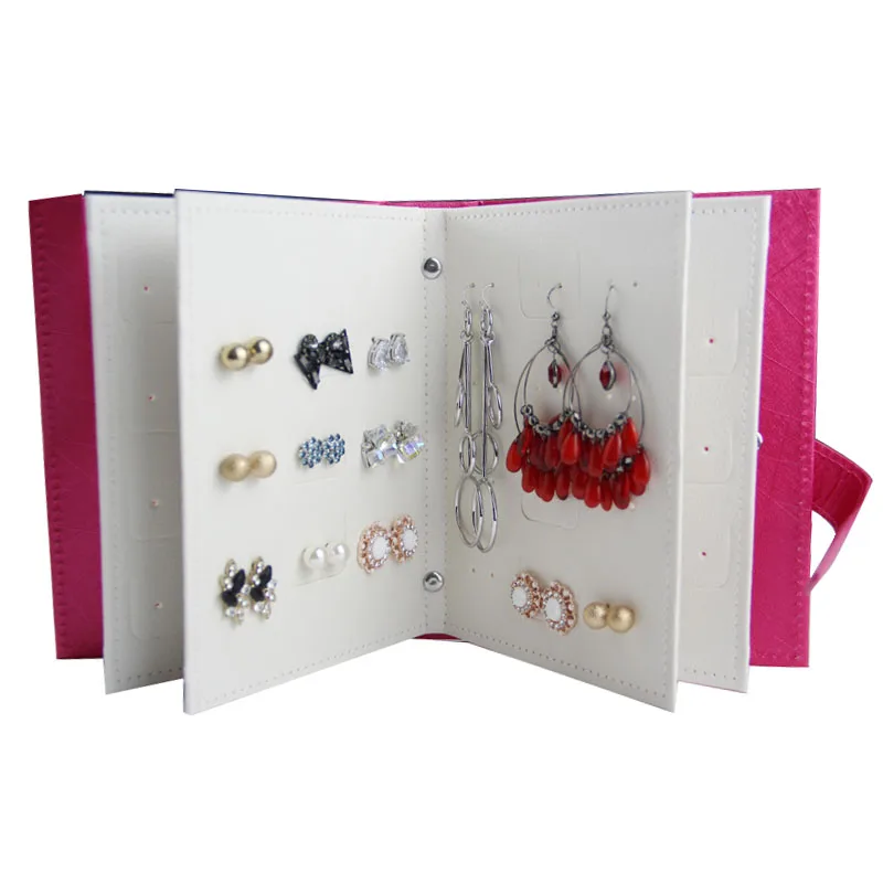 

Women Stud Earrings Collection Book PU Leather Earring Storage Box Creative Jewelry Display Holder Jewellery Organizer