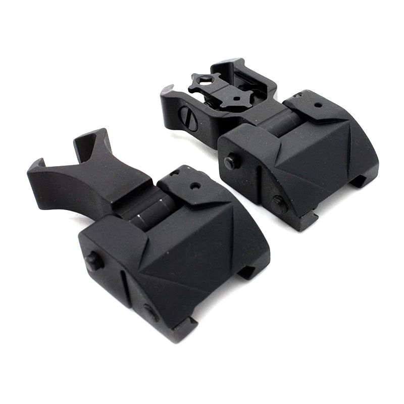 Tactical AR15 Folding Flip up Front Rear Sight Iron Sight Set Dual Diamond Shape BUIS for 20mm Rail Handguard Mount Hunting caza