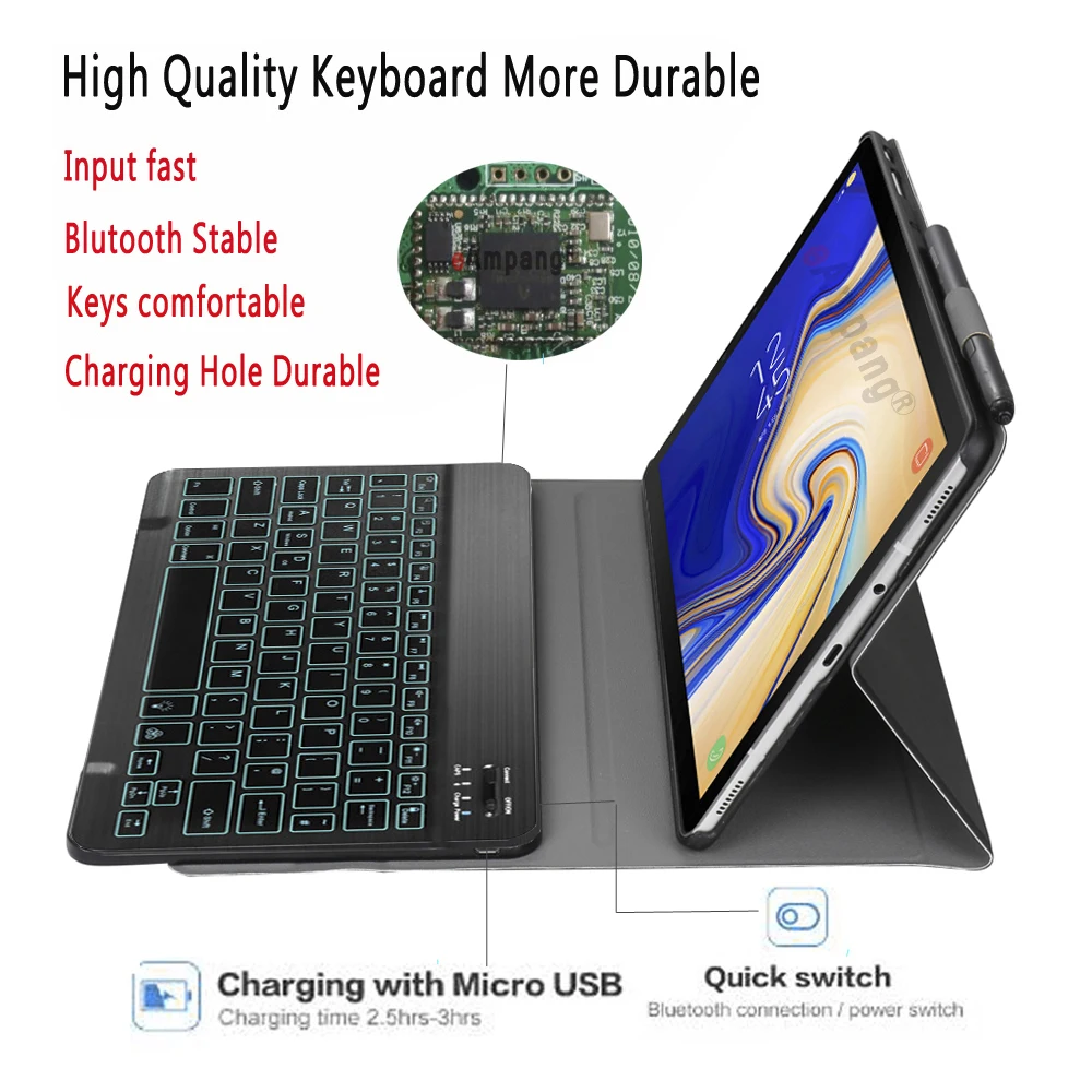 Светлая клавиатура с подсветкой чехол для Samsung Galaxy Tab S4 10,5 SM-T830 SM-T835 T830 T835 планшет кожаный чехол Bluetooth клавиатура