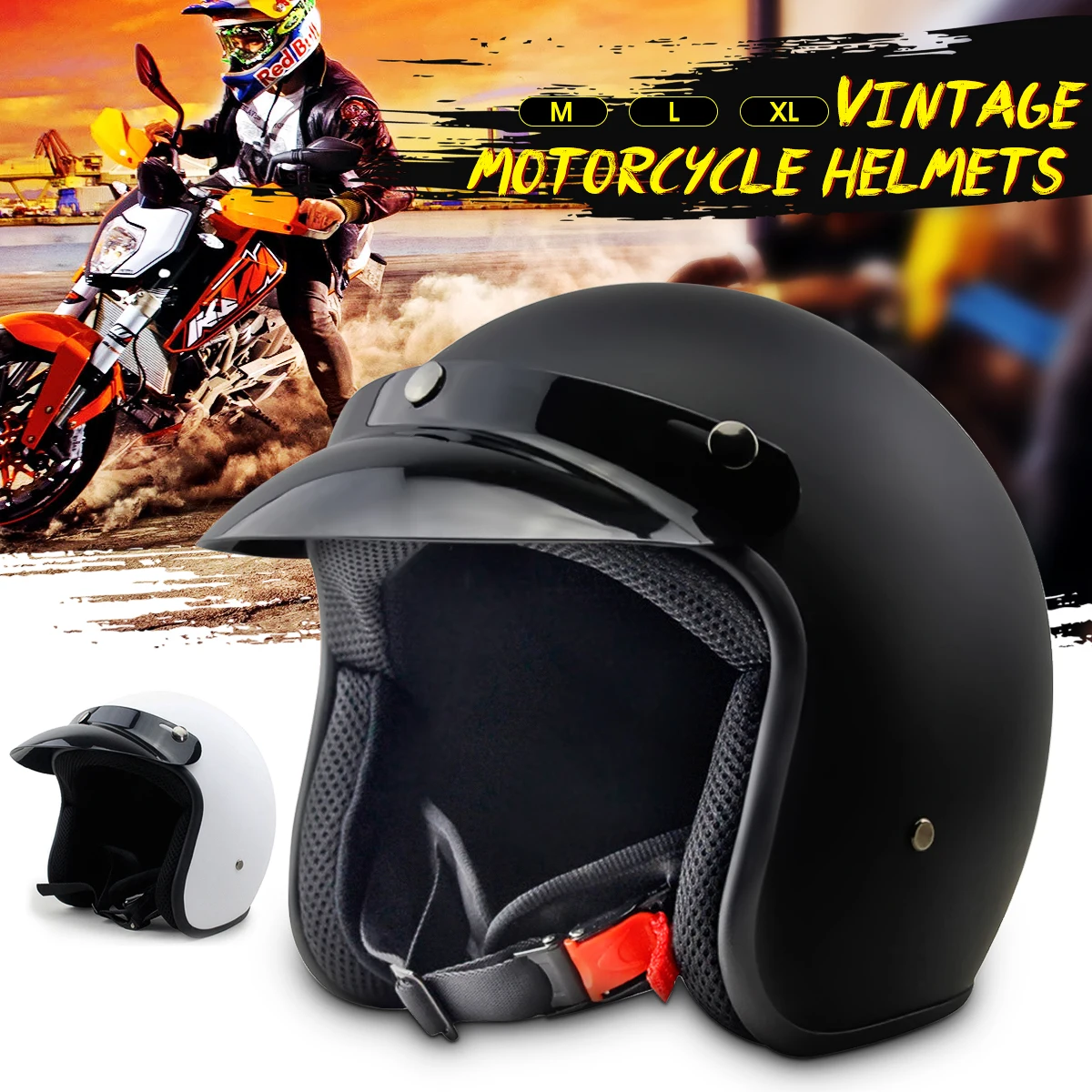 

M/L/XL Retro Vintage 3/4 Open Face Motobike Helmets PU Leather Motorcycle Casque Casco Moto Jet Scooter Bike Helmet