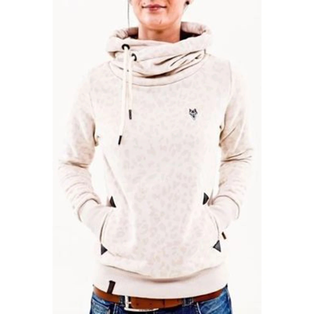 

Winter Solid Pockets Women Hoodies Sweatshirts Long Sleeves Leopard Hooded Tops Plus Size Harajuku Casual Pullovers Female Gift