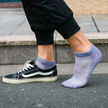 

4/5/6/7/8Pairs Breathable Men's Ankle Socks Business Dress Mesh Cotton Male White Black Gray Fashion Casual Autumn Socks Short