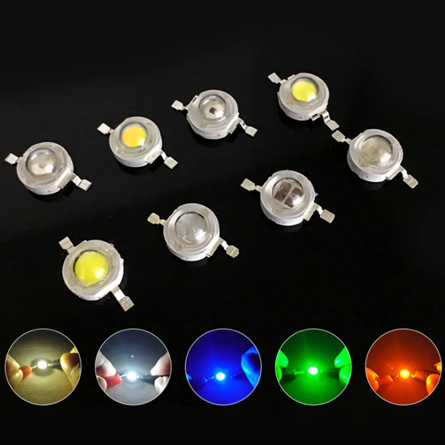 

100pcs Full Watt 1W High Power LED lamp Chip Bulb Diodes SMD 110-120LM LEDs Chip For 3W - 18W Spot light Downlight