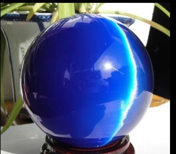 SCY 6680119+++80MM+ Stand Asian Quartz Blue Cat Eye Crystal Ball Healing Sphere | Дом и сад
