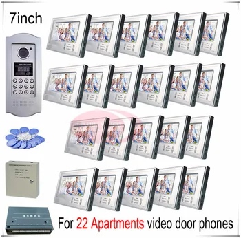 

For 22 Apartments video door phones door bells intercom systems support Inductive Card/Password unlocking function