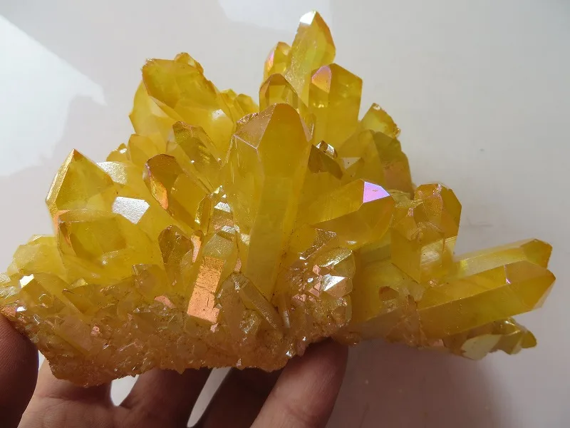AA Natural Yellow QUARTZ CRYSTAL Titanium Crystal Cluster Specimens
