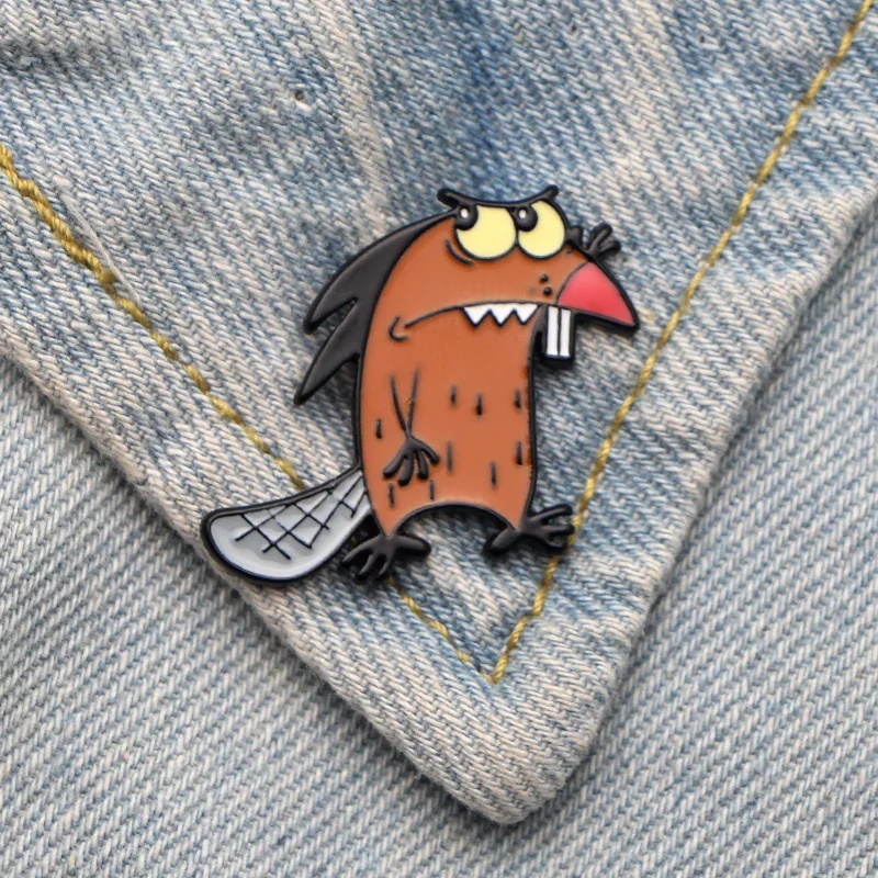 

DMLSKY Angry Beavers Animal Pin Art Enamel Pins and Brooches Lapel Pin Backpack Bags Badge Clothing Decoration Gifts M3469