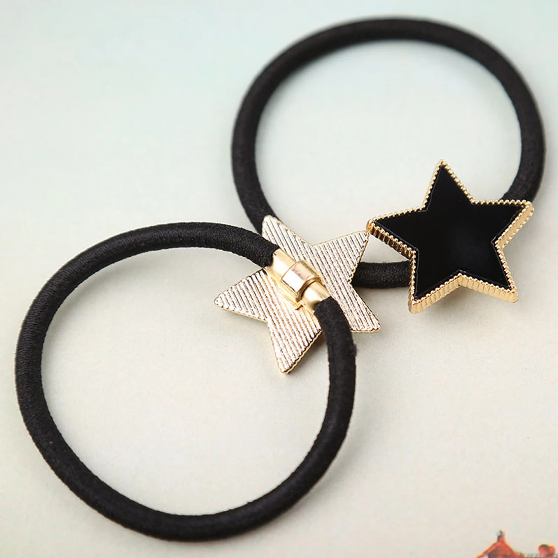 

Hot Simple Metal Star Hair Rope Women Elastic Hair Band Girls Headwear Scrunchy Trendy Alloy Stars Hair Accessories