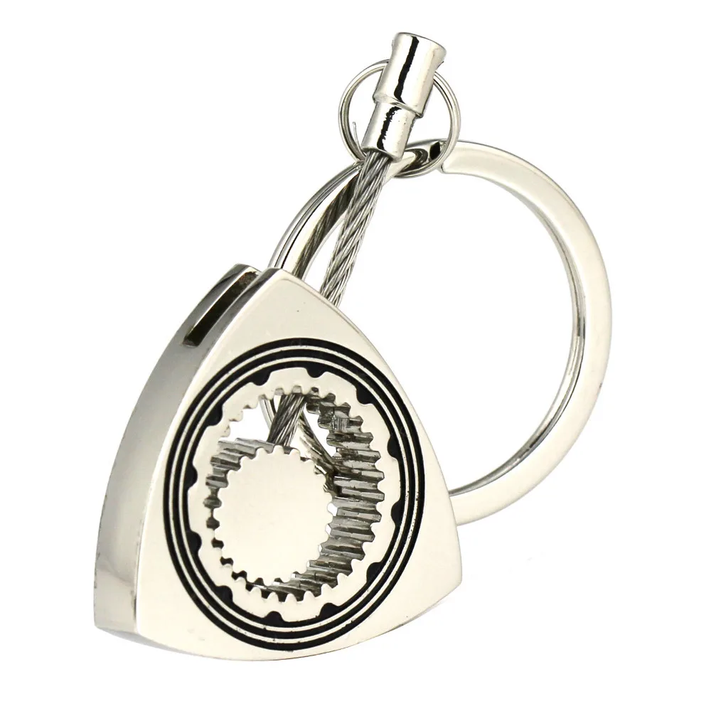 

Rotary Rotor Keychain Polished Silver Auto Part Automotive Accessories Triangle Wankel Engine Keyring Key Ring Chain Keyfob