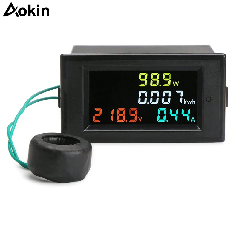 AC 80-300V 100A 4 in 1 Digital LCD Volt Amp Watt Energy Meter AC Power Meter AC Voltmeter Ammeter with Current Transformer