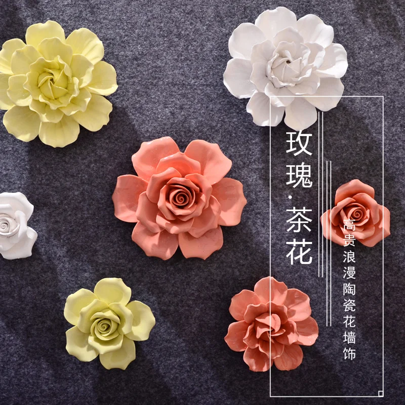 

Nordic style Creative ceramic flowers Rose tea flower decorative arts and crafts, wall decorations room decoration kids room