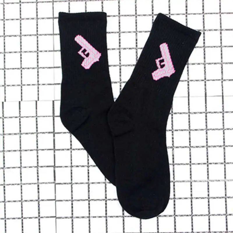 Epous Harajuku Funny Patterned Socks Hipster Fire Dinosaur Print Short Art Socks Sporty Women Pink Pistol Ankle Socks Female SOX - Цвет: 4