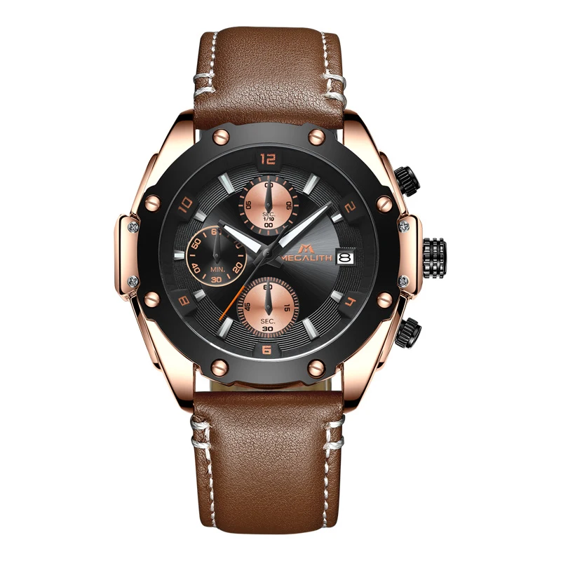 MEGALITH 15.99$ Mens Watch Top Brand Automatic Mechanical Watches Sport Waterproof Watch Stainless Steel Band Horloges Mannen - Цвет: 8031brown